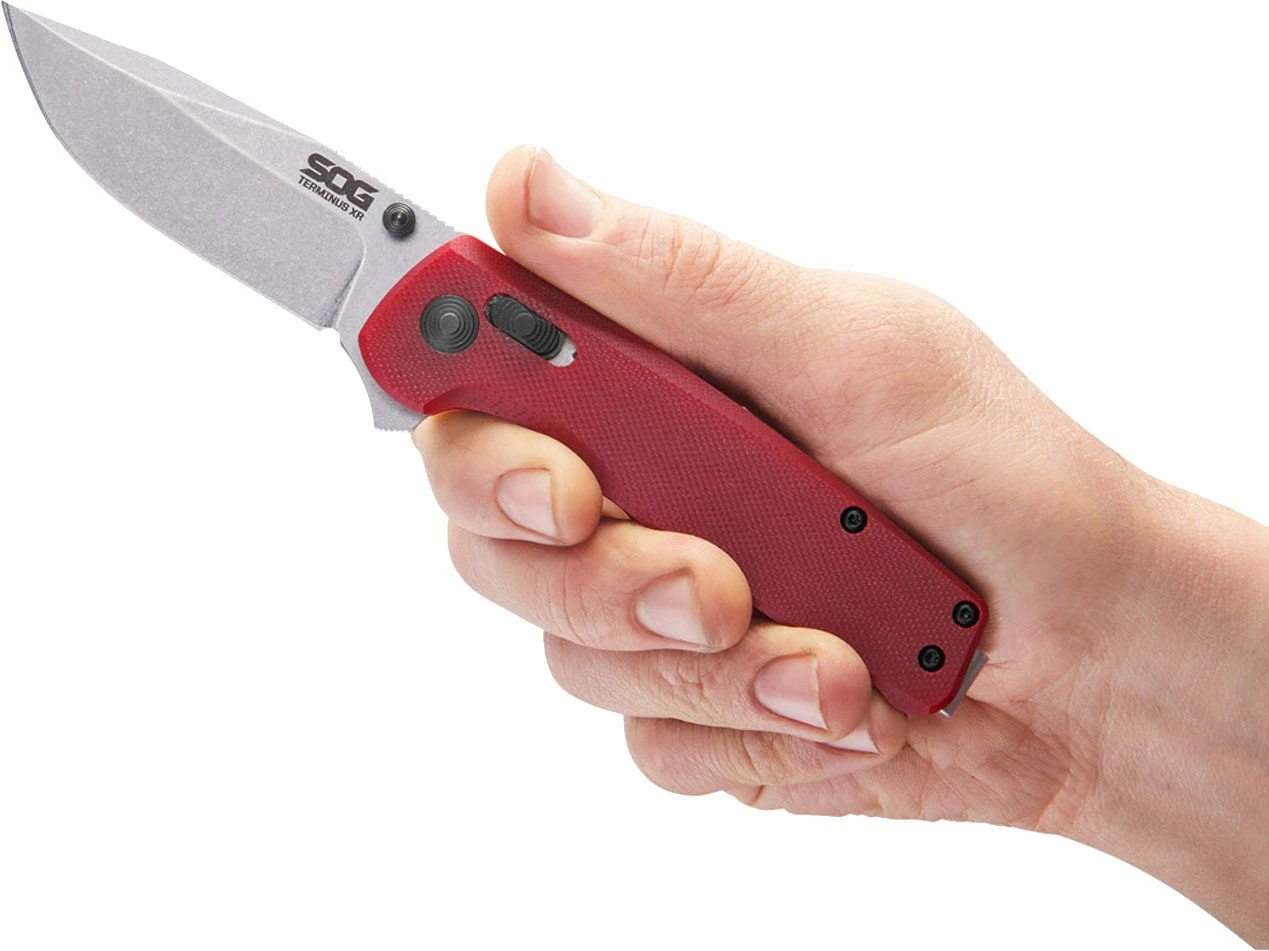 SOG Terminus XR G10 Folding Knife - Crimson - Image 5