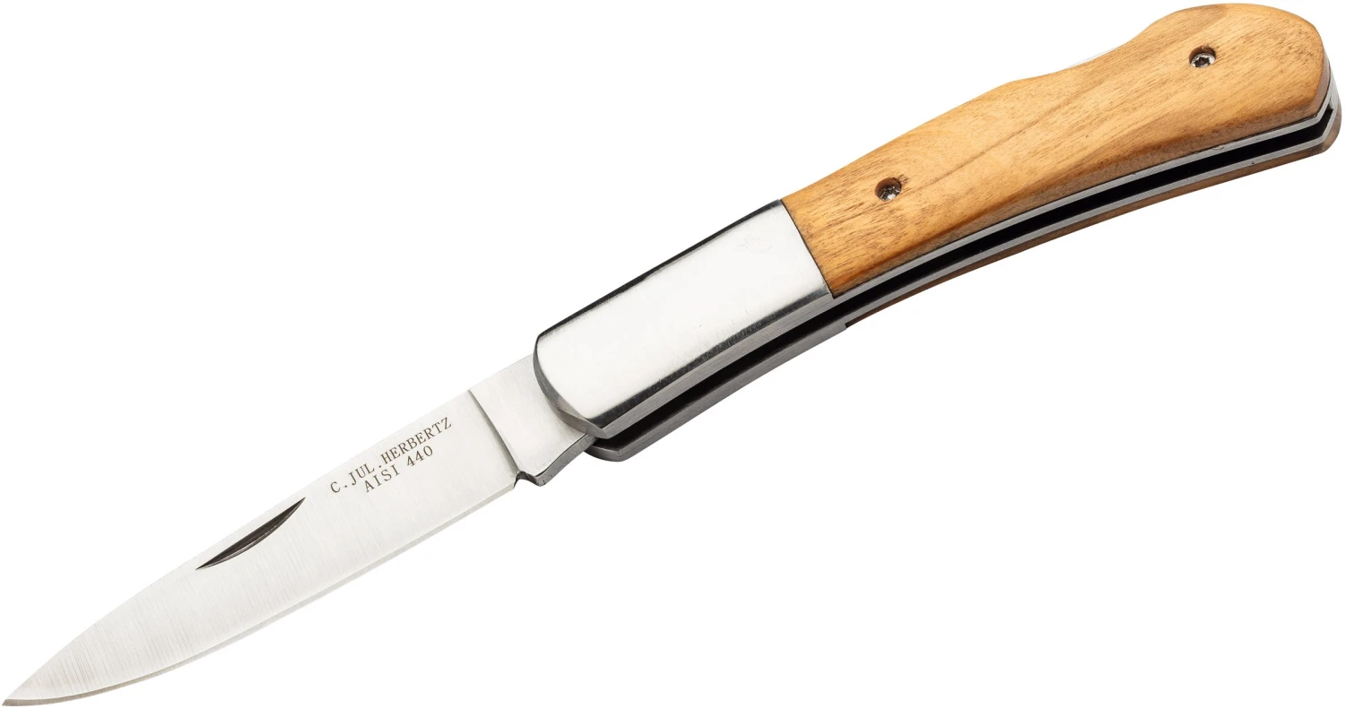 Herbertz Olive Wood Pocket Knife Satin 440
